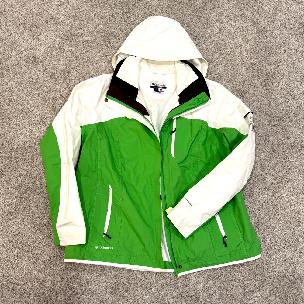 Vintage Columbia Shell Jacket Women’s 1X | Green White | Y2K 90s Outdoor